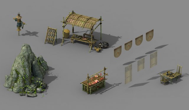 new village - objects 3D 모델 .c4d .max .obj .3ds .fbx .stl .blend 