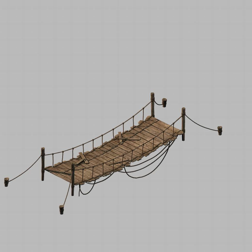 yumen off - rope wooden bridge 01 3D Model .c4d .max .obj .3ds .fbx .stl .blend 