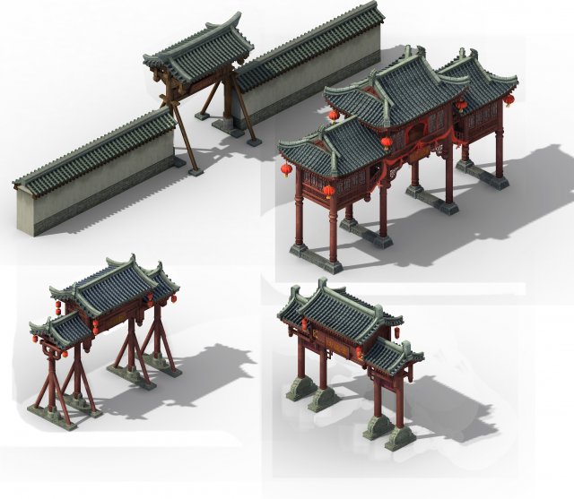 chang an city - arch 11 3D 모델 .c4d .max .obj .3ds .fbx .stl .blend 