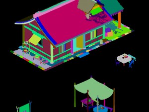 china tang dynasty - fisherman house 01 Modelo 3D