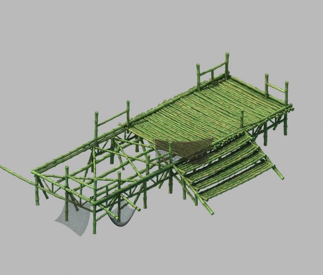 bamboo building - pier 02 3D 모델 .c4d .max .obj .3ds .fbx .stl .blend 