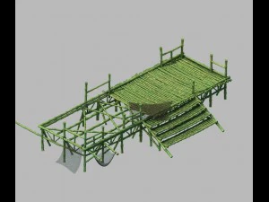 bamboe gebouw - pier 02 3D Model