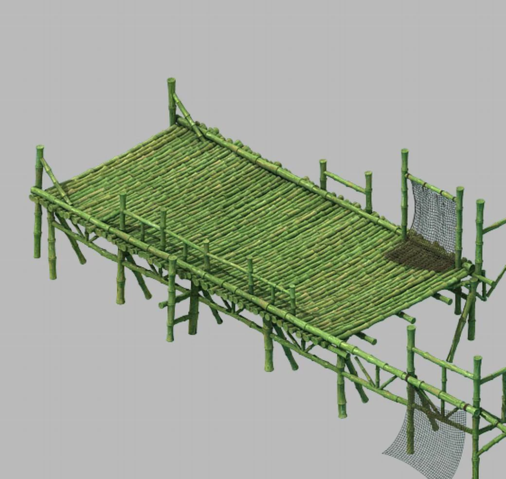 bamboo building - pier 03 3D Model .c4d .max .obj .3ds .fbx .stl .blend 
