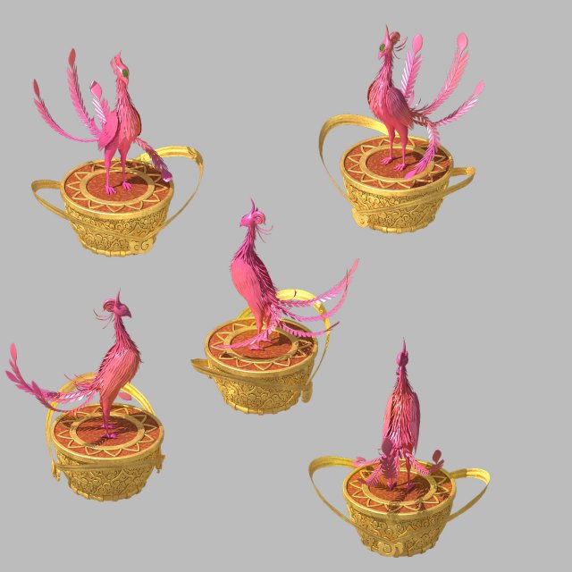 decorative animal - suzaku - phoenix Modelo 3D .c4d .max .obj .3ds .fbx .stl .blend 