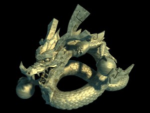 gang interior - feng shui array - dragon stone statue 3D Model