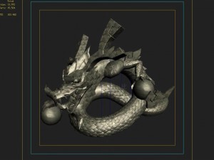 gang interior - feng shui array - dragon stone statue 3D Model