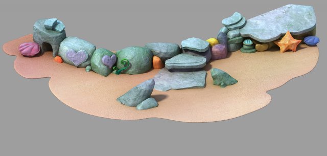 disney - seaside stones 01 3D Model .c4d .max .obj .3ds .fbx .stl .blend 