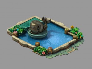 disney main city - geyser pool 03 3D Model