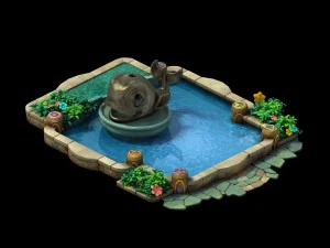 disney main city - geyser pool 03 3D Model