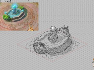 disney main city - fountain 02 Modelo 3D