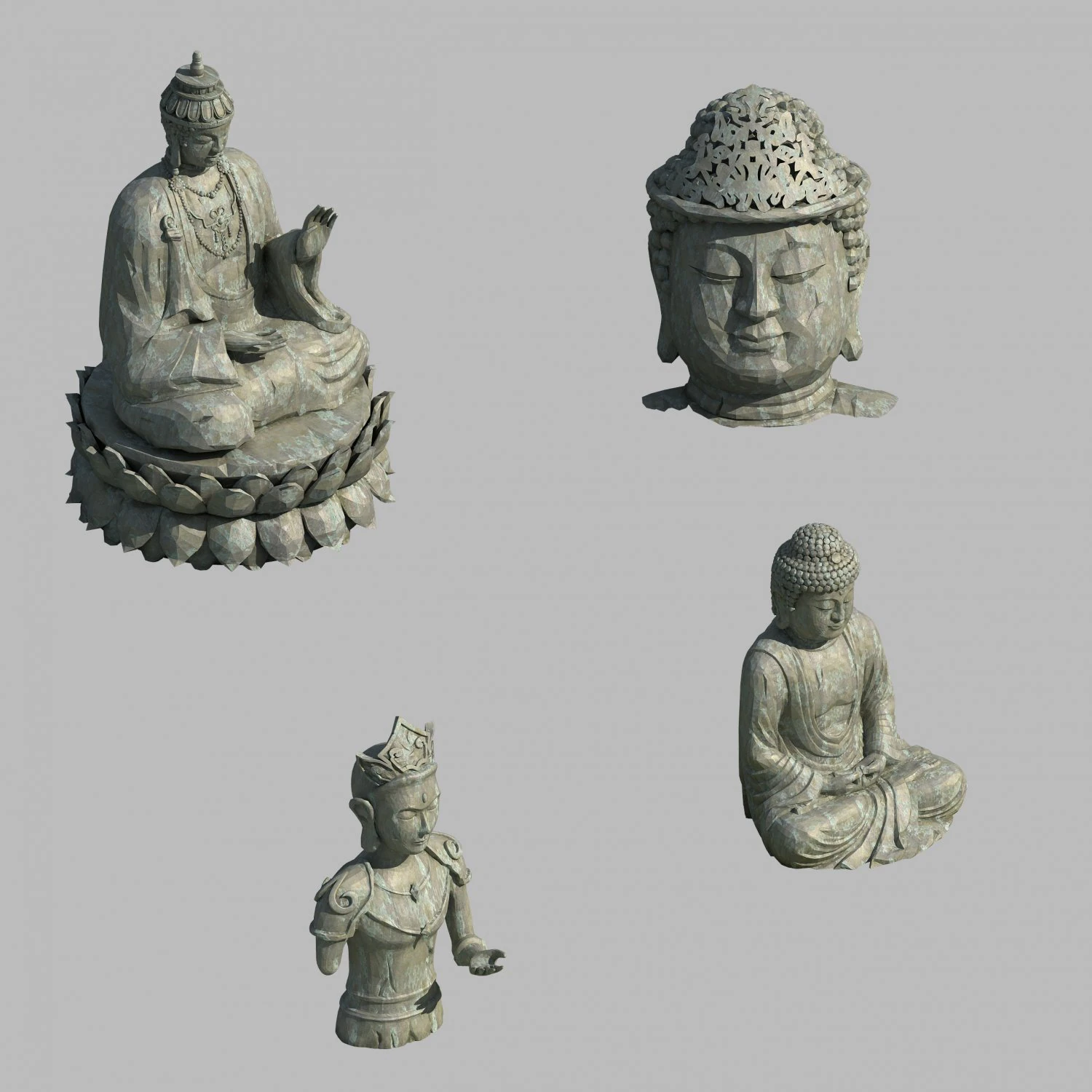 sculpture - pool buddha 12 3D Model .c4d .max .obj .3ds .fbx .stl .blend 