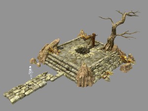 desert - dry well - dry tree - scene 3D 모델