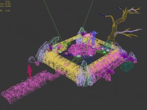 desert - dry well - dry tree - scene Modello 3D