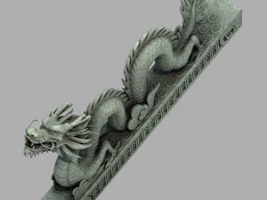 konstruksi bangunan - patung naga - batu 03 Model 3D