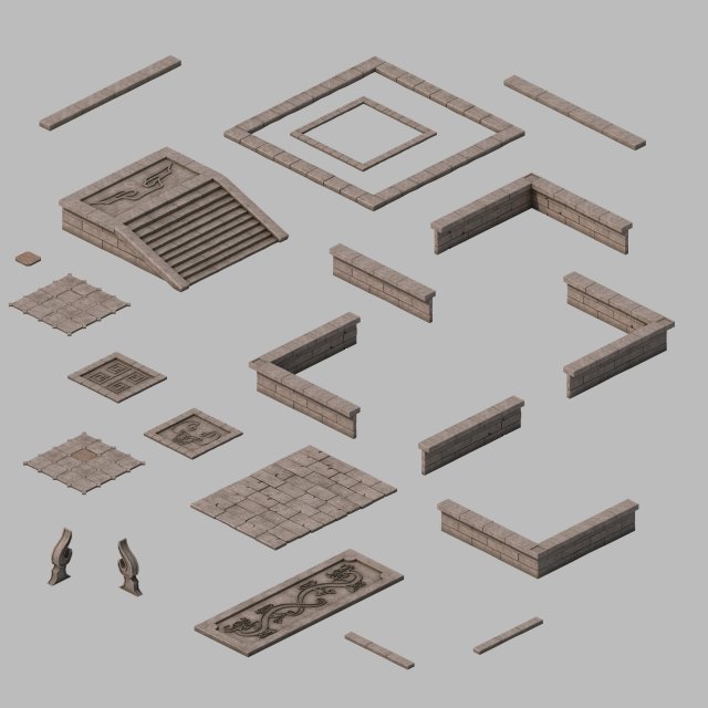 building accessories - wall - fence - floor Modèle 3D .c4d .max .obj .3ds .fbx .stl .blend 