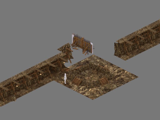 mine cave - stone wall 02 3D 模型 .c4d .max .obj .3ds .fbx .stl .blend