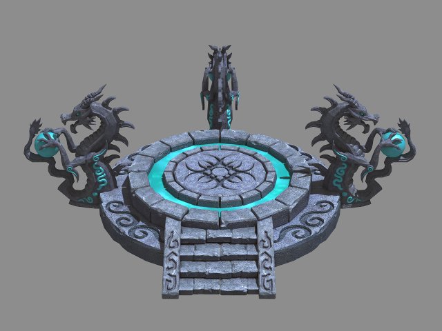 dragon type - stone array - altar 32 3D 模型 .c4d .max .obj .3ds .fbx .stl .blend 