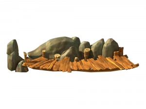 broken - wooden bridge - stone 03 3D 模型