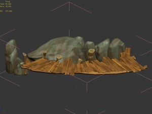 broken - wooden bridge - stone 03 3D 模型