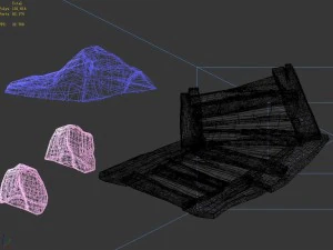broken - wooden bridge - stone 06 3D Model