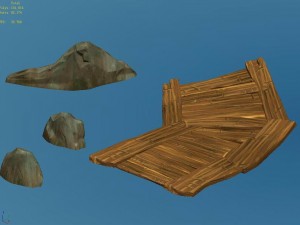 broken - wooden bridge - stone 06 3Dモデル