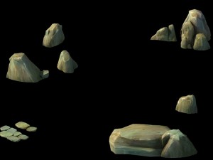 broken - wooden bridge - stone 08 3D Model