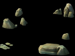 broken - wooden bridge - stone 08 3D Model