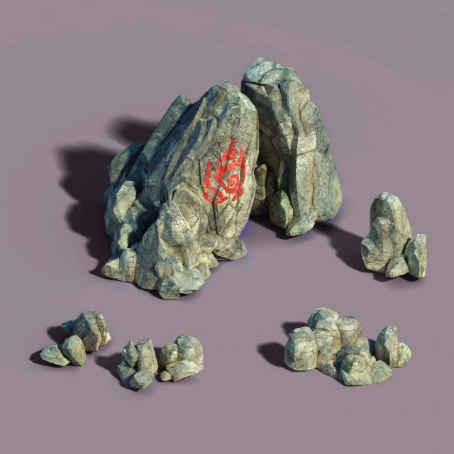 green mountain - stone pile 01 3D Model .c4d .max .obj .3ds .fbx .stl .blend 