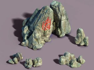 green mountain - stone pile 01 3D Model