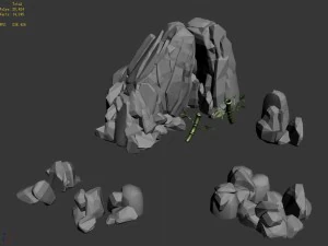 green mountain - stone pile 01 3D Model