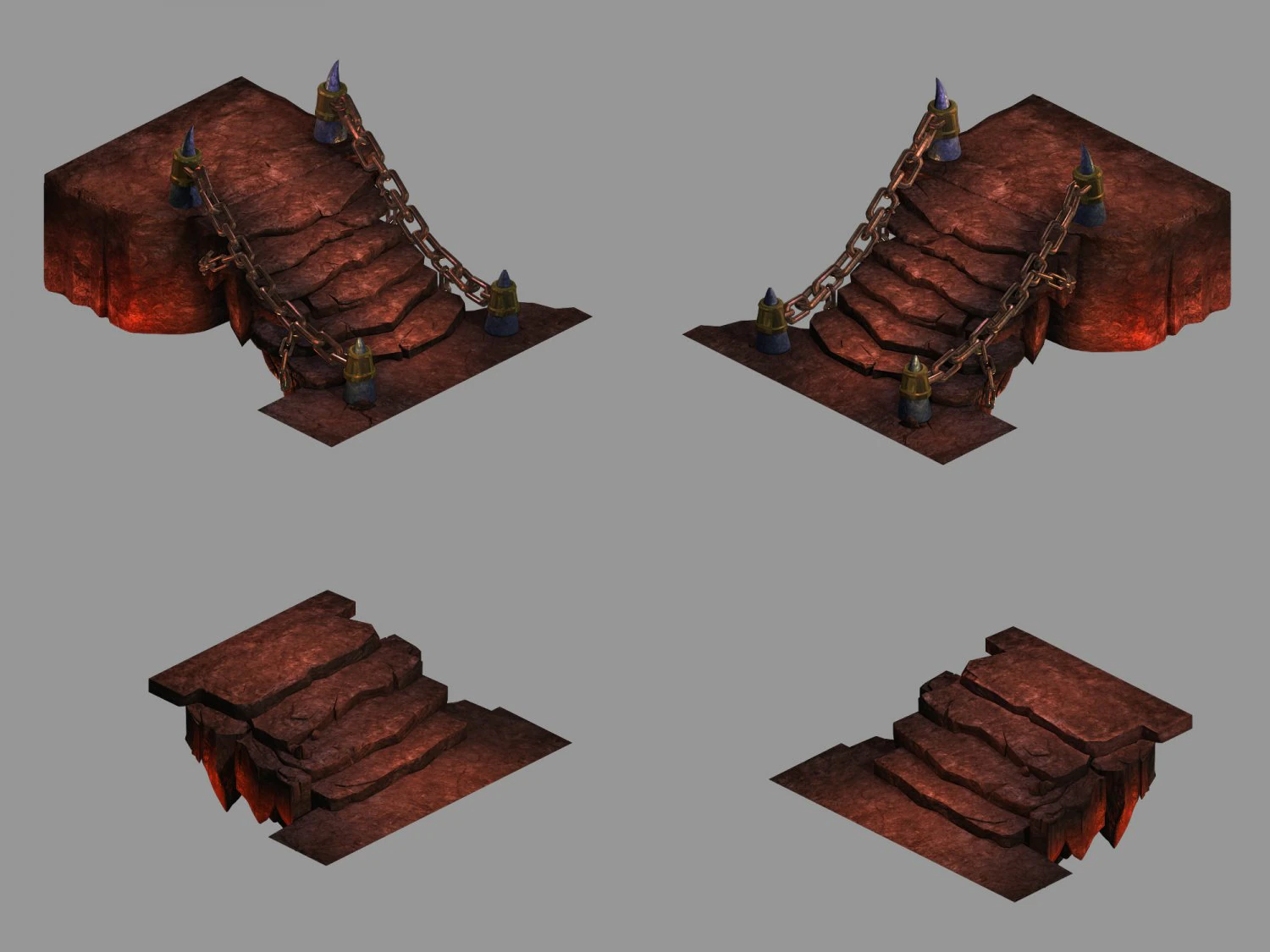lava hell - stone ladder 32 3D Model .c4d .max .obj .3ds .fbx .stl .blend 