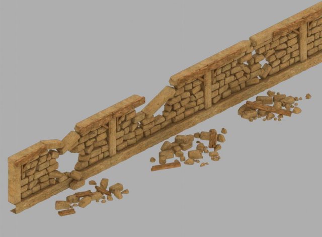 desert palace - broken wall 3D Модель .c4d .max .obj .3ds .fbx .stl .blend 