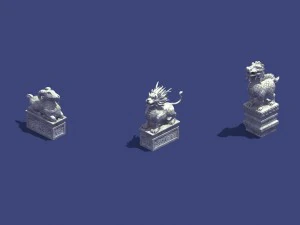 mountain stone sculpture - animal stone statue 3D Model