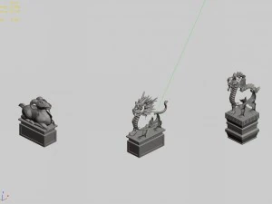 mountain stone sculpture - animal stone statue 3D Model