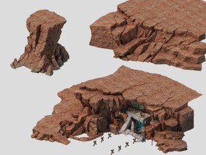 mountain - cliff - entrance 01 3D Model