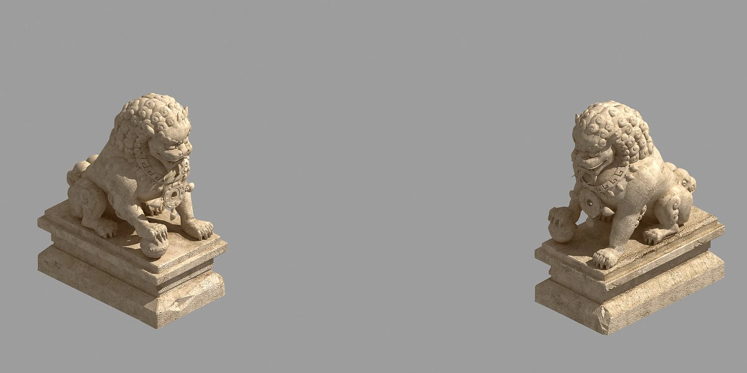 stone carving - stone lion 63 3D Model .c4d .max .obj .3ds .fbx .stl .blend 