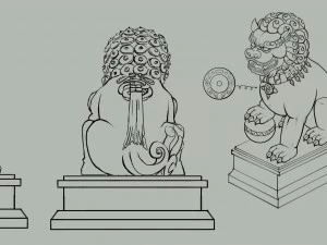 stone carving - stone lion 63 3D Model