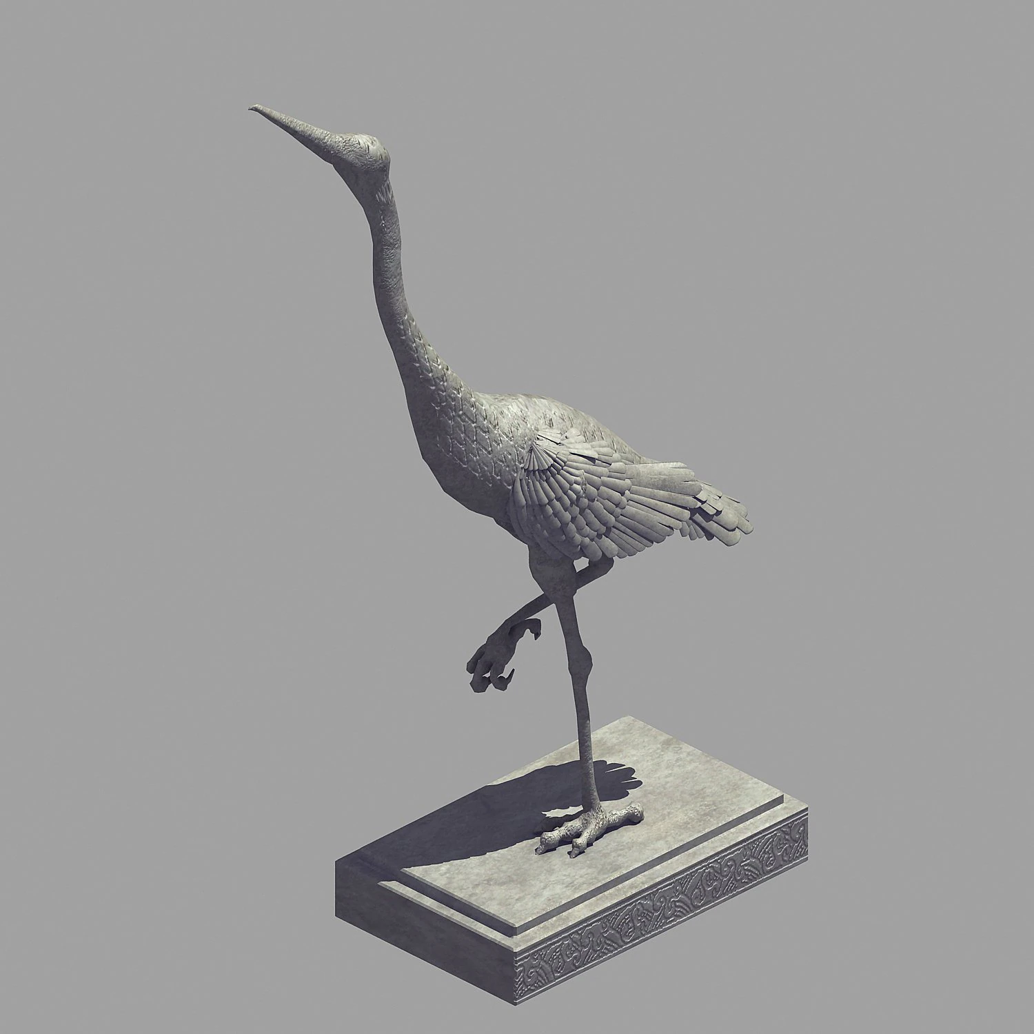 stone sculpture - crane 33 3D Model .c4d .max .obj .3ds .fbx .stl .blend 