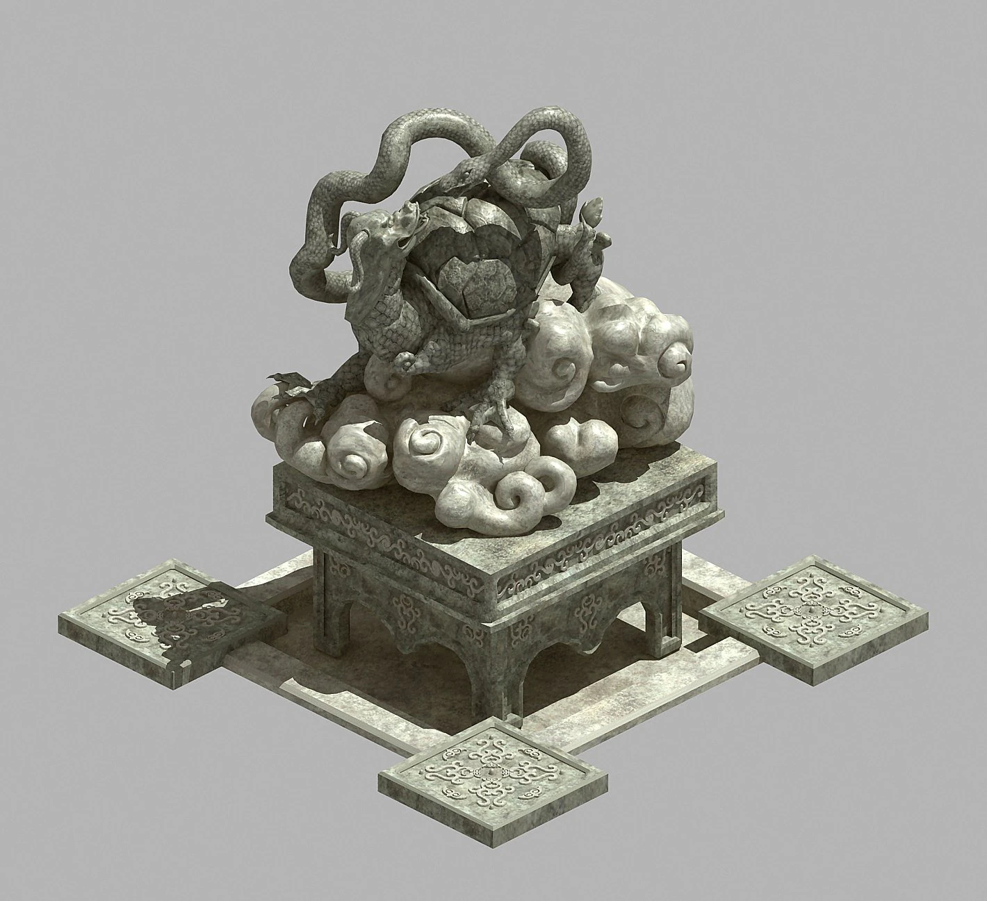 stone carving - xuanwu 32 3D Model .c4d .max .obj .3ds .fbx .stl .blend
