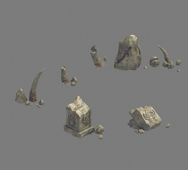 stone - broken stone 043 Model 3D .c4d .max .obj .3ds .fbx .stl .blend 