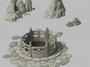 石 - 唐代 - 石井 01 3Dモデル