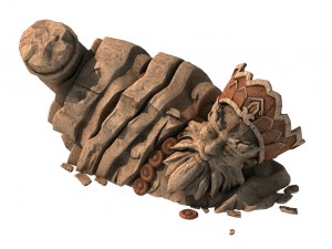 stone statue group - broken - buddha image 04 3D-Modell