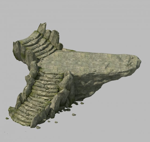 tongtianhe - rock stairs 01 3D Model .c4d .max .obj .3ds .fbx .stl .blend