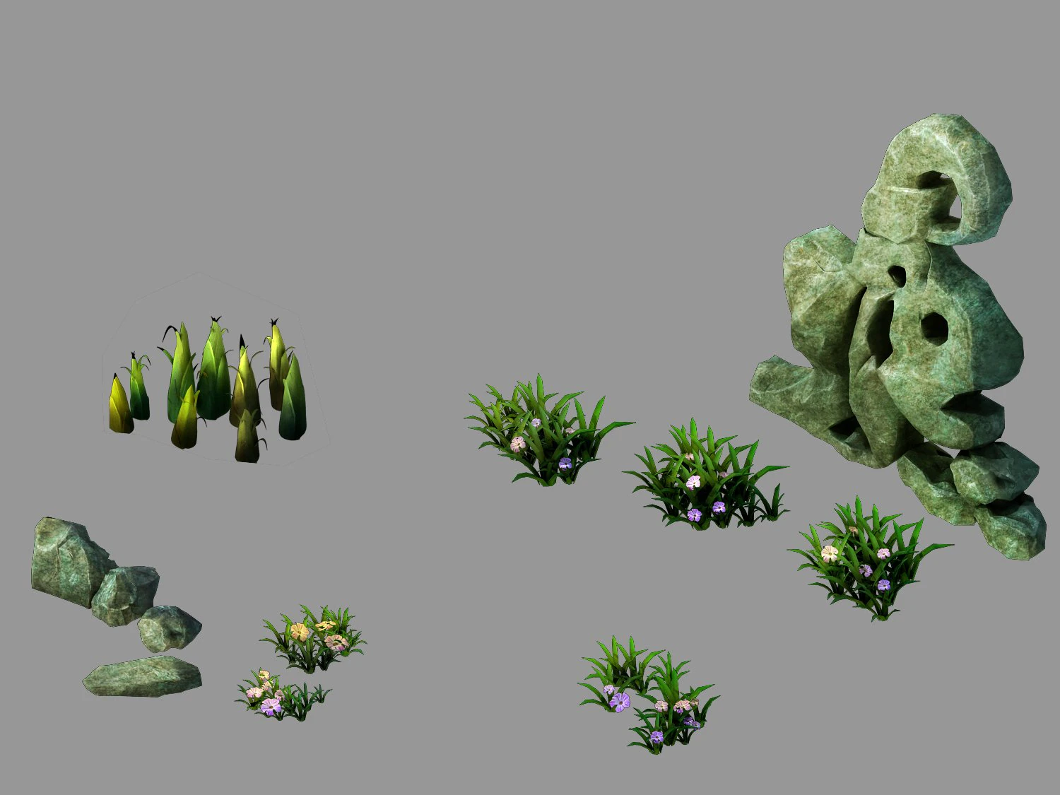 forsaken forest - plant - stone 21 3D Model .c4d .max .obj .3ds .fbx .stl .blend 