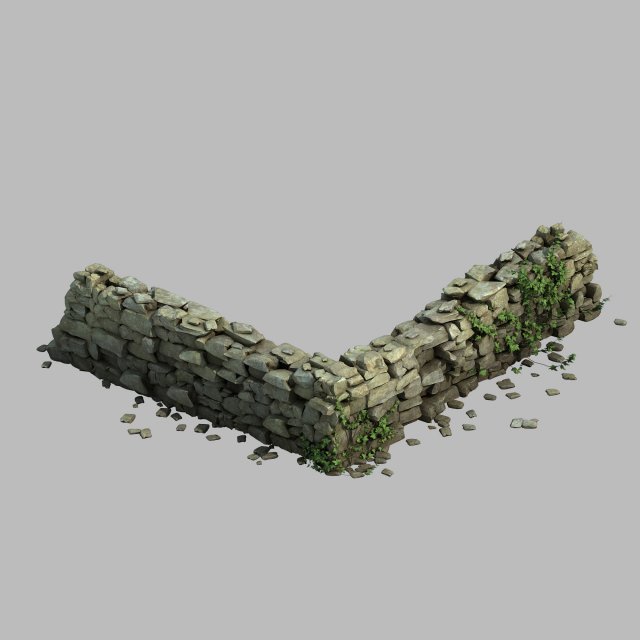 rui wall - stone wall 3D Model .c4d .max .obj .3ds .fbx .stl .blend 