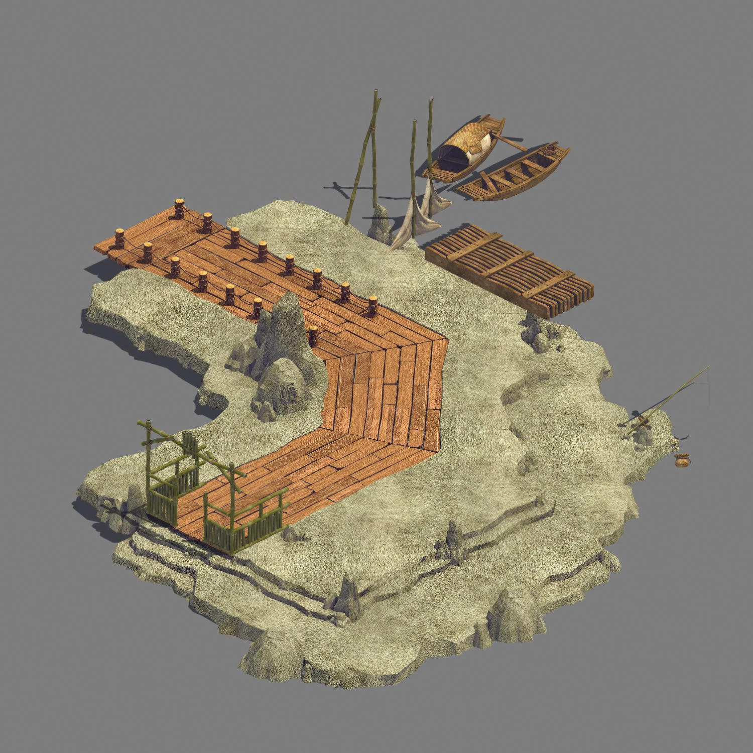 small - dock - dock 03 3D Model .c4d .max .obj .3ds .fbx .stl .blend 