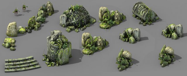 new village - stone carving 3D Model .c4d .max .obj .3ds .fbx .stl .blend
