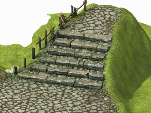 new village - stone steps 3D 모델