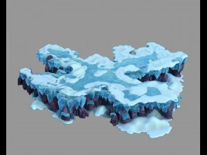 au fond des montagnes enneigées - rochers 0363 Modèle 3D