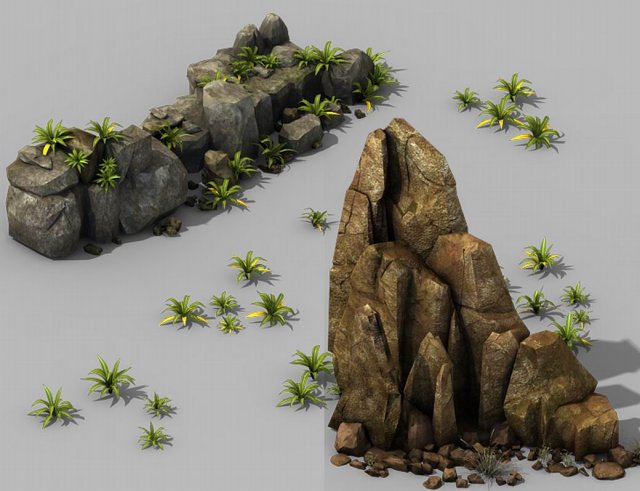 brutal tribal - stone group 3D Model .c4d .max .obj .3ds .fbx .stl .blend 